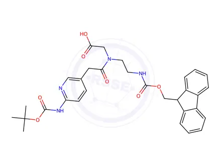 Chemical structure of 2-(N-(2-(Fmoc)ethyl)-2-(6-(tert-butoxycarbonylamino)pyridin-3-yl)acetamido)acetic acid