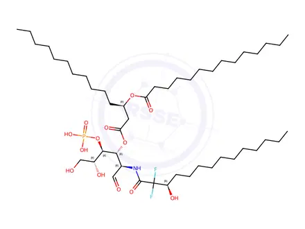 Chemical structure of 2-deoxy-2-((2,2-difluoro-3-hydroxytetradecanoyl)amino)-3-O-(3-(tetradecanoyloxy)tetradecanoyl)glucopyranose 4-phosphate