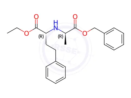 Chemical structure of (-)-N-(1-R-Ethoxycarbonxyl-3-phenylpropyl)-D-alanine Benzyl Ester