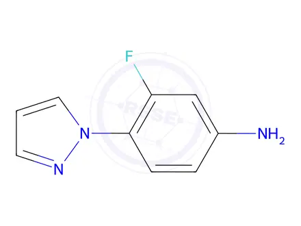 Chemical structure of 3-fluoro-4-(1H-pyrazol-1-yl)aniline
