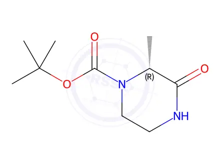 Chemical structure of (R)-tert-Butyl 2-methyl-3-oxopiperazine-1-carboxylate