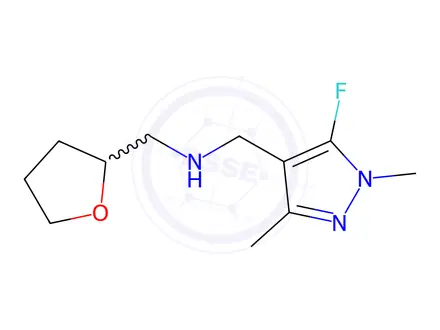 Chemical structure of 1-(5-fluoro-1,3-dimethyl-1H-pyrazol-4-yl)-N-(tetrahydrofuran-2-ylmethyl)methanamine