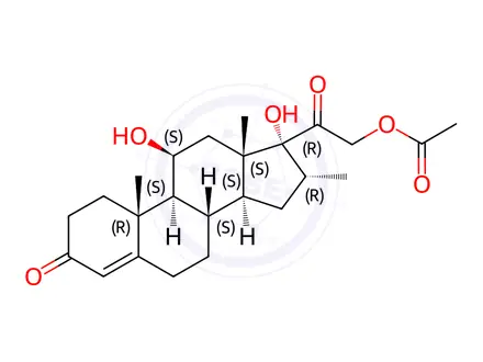 Chemical structure of 11β,17,21-Trihydroxy-16α-methyl-pregn-4-ene-3,20-dione 21-Acetate