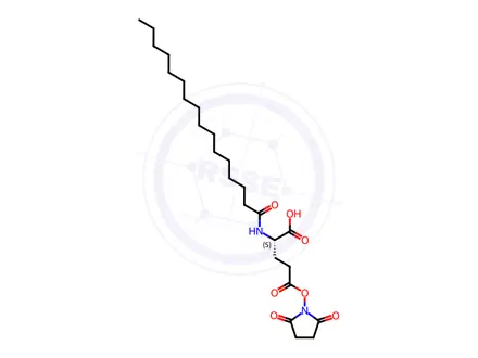 Chemical structure of (S)-5-((2,5-dioxopyrrolidin-1-yl)oxy)-5-oxo-2-palmitamidopentanoic acid