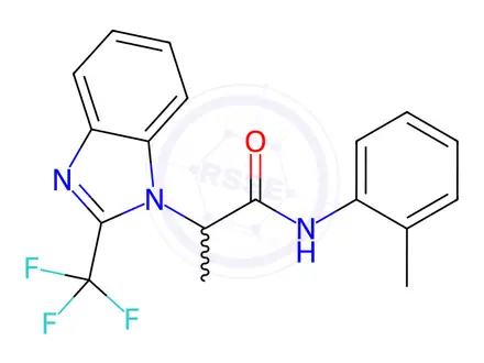 Chemical structure of N-(o-tolyl)-2-(2-(trifluoromethyl)-1H-benzo[d]imidazol-1-yl)propanamide