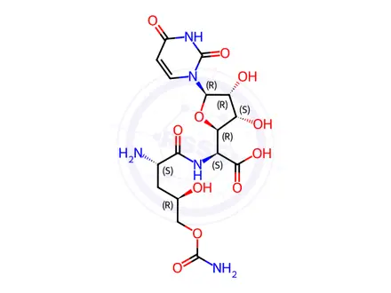 Chemical structure of 5-[[2-Amino-5-O-(aminocarbonyl)-2,3-dideoxy-L-erythro-pentonoyl]amino]-1,5-dideoxy-1-(3,4-dihydro-2,4-dioxopyrimidin-1(2H)-yl)-β-D-allofuranuronic acid