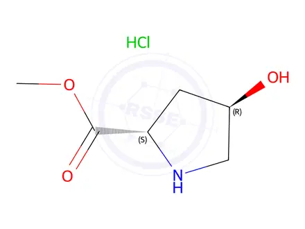 Chemical structure of (2S,4R)-4-Hydroxypyrrolidine-2-carboxylic Acid Methyl Ester HCl