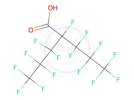 Chemical structure of Pentanoic acid, 2,3,3,4,4,5,5,5-octafluoro-2-(1,1,2,2,3,3,3-heptafluoropropyl)-