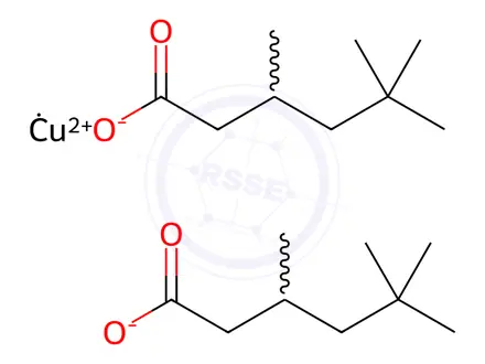 Chemical structure of copper bis(3,5,5-trimethylhexanoate)