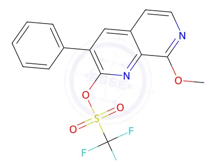 Chemical structure of 8-Methoxy-3-phenyl-1,7-naphthyridin-2-yl trifluoromethanesulfonate