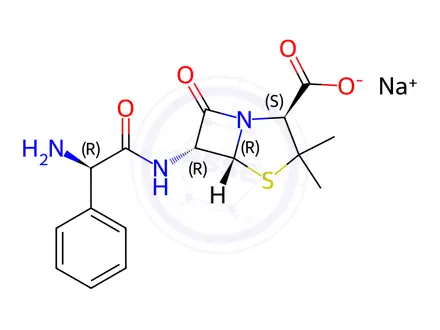 Chemical structure of Ampicillin sodium