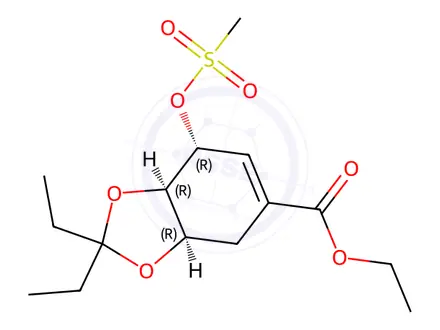 Chemical structure of (3aR,7R,7aR)-Ethyl 2,2-Diethyl-7-((methylsulfonyl)oxy)-3a,4,7,7a-tetrahydrobenzo[d][1,3]dioxole-5-carboxylate