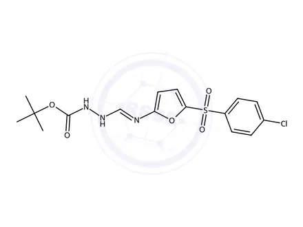 Chemical structure of 4-((5-((4-Chlorophenyl)sulfonyl)furan-2-yl)imino)-2-methylbutan-2-yl hydrazinecarboxylate