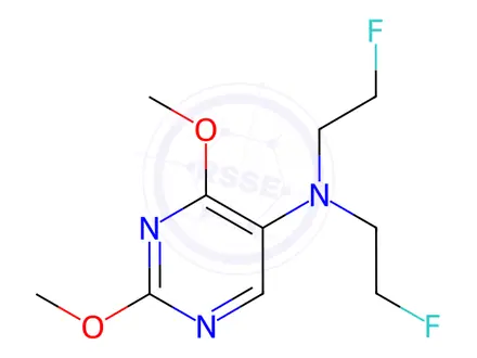 Chemical structure of N,N-Bis(2-fluoroethyl)-2,4-dimethoxypyrimidin-5-amine