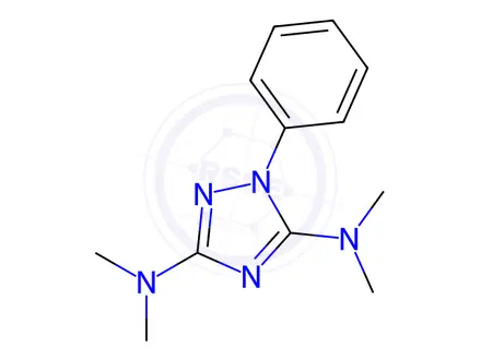 Chemical structure of N3,N3,N5,N5-tetramethyl-1-phenyl-1H-1,2,4-triazole-3,5-diamine