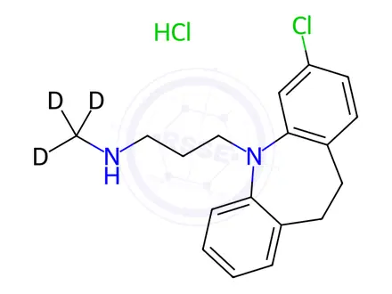 Chemical structure of N-Desmethyl clomipramine-[D3] hydrochloride