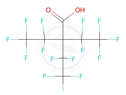 Chemical structure of Butanoic acid, 3,3,4,4,4-pentafluoro-2,2-bis(1,1,2,2,2-pentafluoroethyl)-