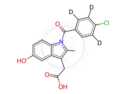 Chemical structure of O-Desmethyl Indomethacin-d4