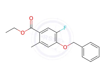 Chemical structure of Benzoic acid, 5-fluoro-2-methyl-4-(phenylmethoxy)-, ethyl ester