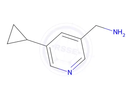 Chemical structure of (5-cyclopropylpyridin-3-yl)methanamine