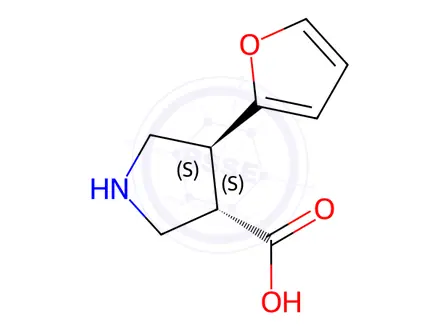 Chemical structure of (3S,4S)-4-(Furan-2-yl)pyrrolidine-3-carboxylic acid