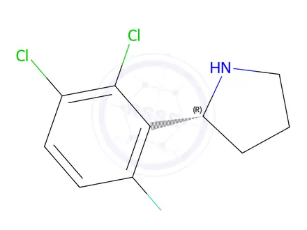 Chemical structure of (R)-2-(2,3-dichloro-6-fluorophenyl)pyrrolidine