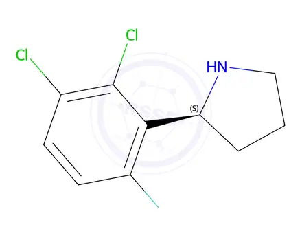 Chemical structure of (S)-2-(2,3-dichloro-6-fluorophenyl)pyrrolidine