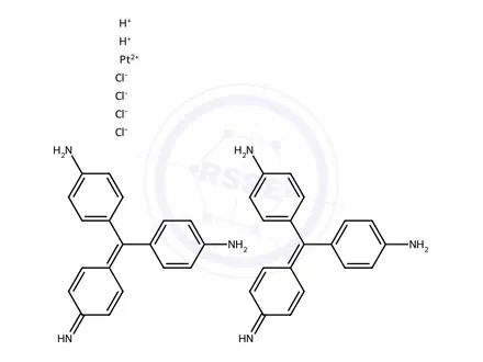 Chemical structure of tetrachloroplatinate dianion-basic fuchsin complex
