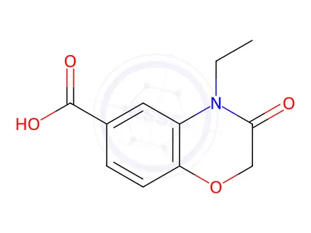 Chemical structure of 4-Ethyl-3,4-dihydro-3-oxo-2H-1,4-benzoxazine-6-carboxylic acid