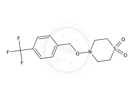 Chemical structure of 4-((4-(Trifluoromethyl)benzyl)oxy)thiomorpholine 1,1-dioxide