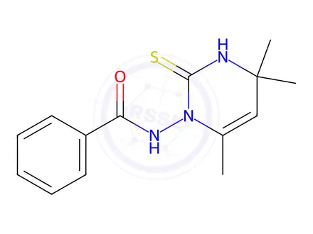 Chemical structure of N-(4,4,6-Trimethyl-2-thioxo-3,4-dihydropyrimidin-1(2H)-yl)benzamide