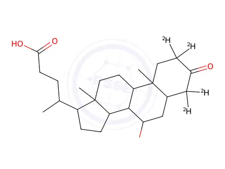 Chemical structure of 7alpha-Hydroxy-3-oxo Cholan-24-oic-2,2,4,4-D4 acid