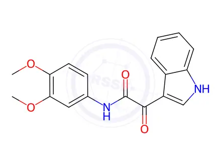 Chemical structure of N-(3,4-dimethoxyphenyl)-2-(1H-indol-3-yl)-2-oxoacetamide