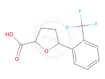 Chemical structure of 5-(2-(Trifluoromethyl)phenyl)tetrahydrofuran-2-carboxylic acid
