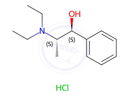 Chemical structure of (R*,R*)-(+/-)-N,N-Diethyl Norephedrine Hydrochloride