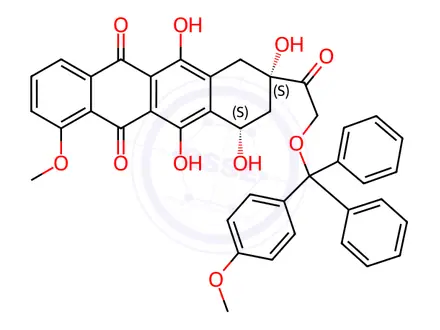 Chemical structure of 14-((4-Methoxyphenyl)diphenylmethoxy) Daunomycinone