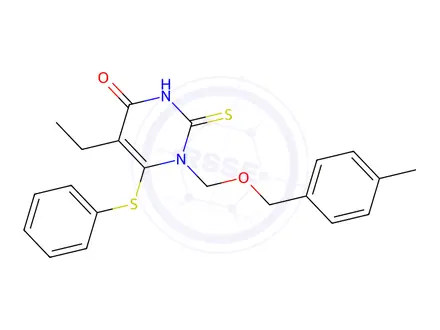 Chemical structure of 5-Ethyl-1-(((4-methylbenzyl)oxy)methyl)-6-(phenylthio)-2-thioxo-2,3-dihydropyrimidin-4(1H)-one