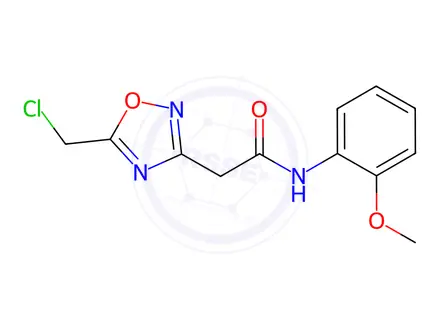 Chemical structure of 2-(5-(Chloromethyl)-1,2,4-oxadiazol-3-yl)-N-(2-methoxyphenyl)acetamide