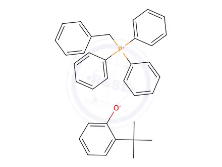 Chemical structure of benzyltriphenylphosphonium, salt with 2-tert-butylphenol (1:1)