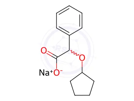 Chemical structure of 2-(Cyclopentyloxy)-2-phenylacetic acid, sodium salt