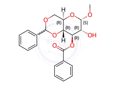 Chemical structure of METHYL-3-O-BENZOYL-4,6-O-BENZYLIDENE-ALPHA-D-GLUCOPYRANOSIDE