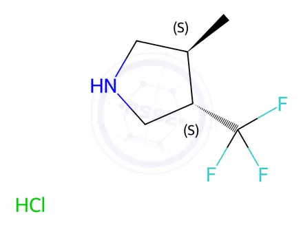 Chemical structure of (3S,4S)-3-methyl-4-(trifluoromethyl)pyrrolidine hydrochloride