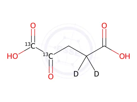Chemical structure of alpha-Ketoglutaric acid-[13C2,d2]