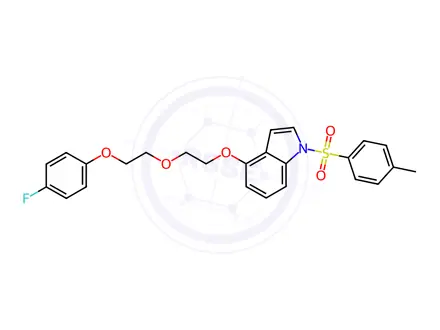 Chemical structure of 4-{2-[2-(4-fluorophenoxy)ethoxy]ethoxy}-1-(4-methylbenzenesulfonyl)-1H-indole