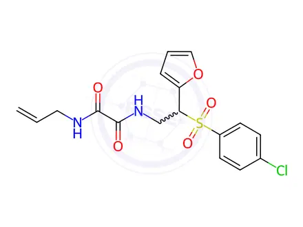 Chemical structure of N'-[2-(4-chlorophenyl)sulfonyl-2-(furan-2-yl)ethyl]-N-prop-2-enyloxamide