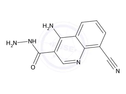 Chemical structure of 4-Amino-8-cyanoquinoline-3-carbohydrazide