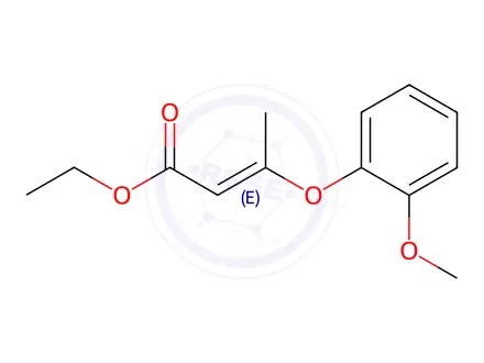 Chemical structure of (E)-ethyl 3-(2-methoxyphenoxy)but-2-enoate