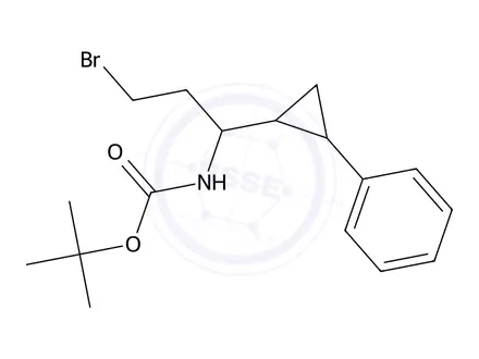 Chemical structure of tert-Butyl (3-bromo-1-(2-phenylcyclopropyl)propyl)carbamate