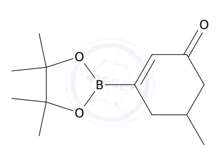 Chemical structure of 5-Methyl-3-(4,4,5,5-tetramethyl-1,3,2-dioxaborolan-2-yl)cyclohex-2-en-1-one
