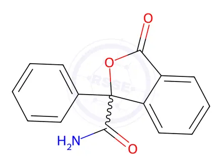 Chemical structure of 3-Oxo-1-phenyl-1,3-dihydroisobenzofuran-1-carboxamide